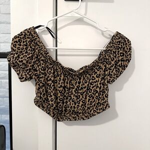 Cheetah Print off shoulder crop top